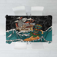 Personalized Japanese Koi Fish Ramen Tablecloth Tiki Surfing Wagara Hibiscus Pattern LT9 Black - Polynesian Pride