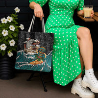 Personalized Japanese Koi Fish Ramen Tote Bag Tiki Surfing Wagara Hibiscus Pattern LT9 - Polynesian Pride