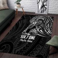 Black Guam Latte Stone Tribal Tattoo Area Rug Hafa Adai Six 7 One LT9 Black - Polynesian Pride
