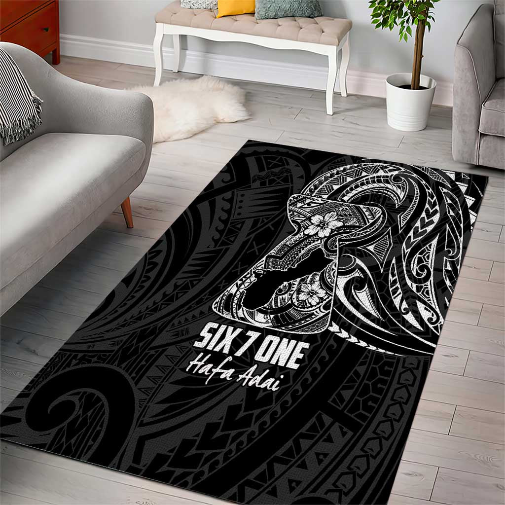 Black Guam Latte Stone Tribal Tattoo Area Rug Hafa Adai Six 7 One LT9 - Polynesian Pride