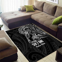 Black Guam Latte Stone Tribal Tattoo Area Rug Hafa Adai Six 7 One LT9 - Polynesian Pride