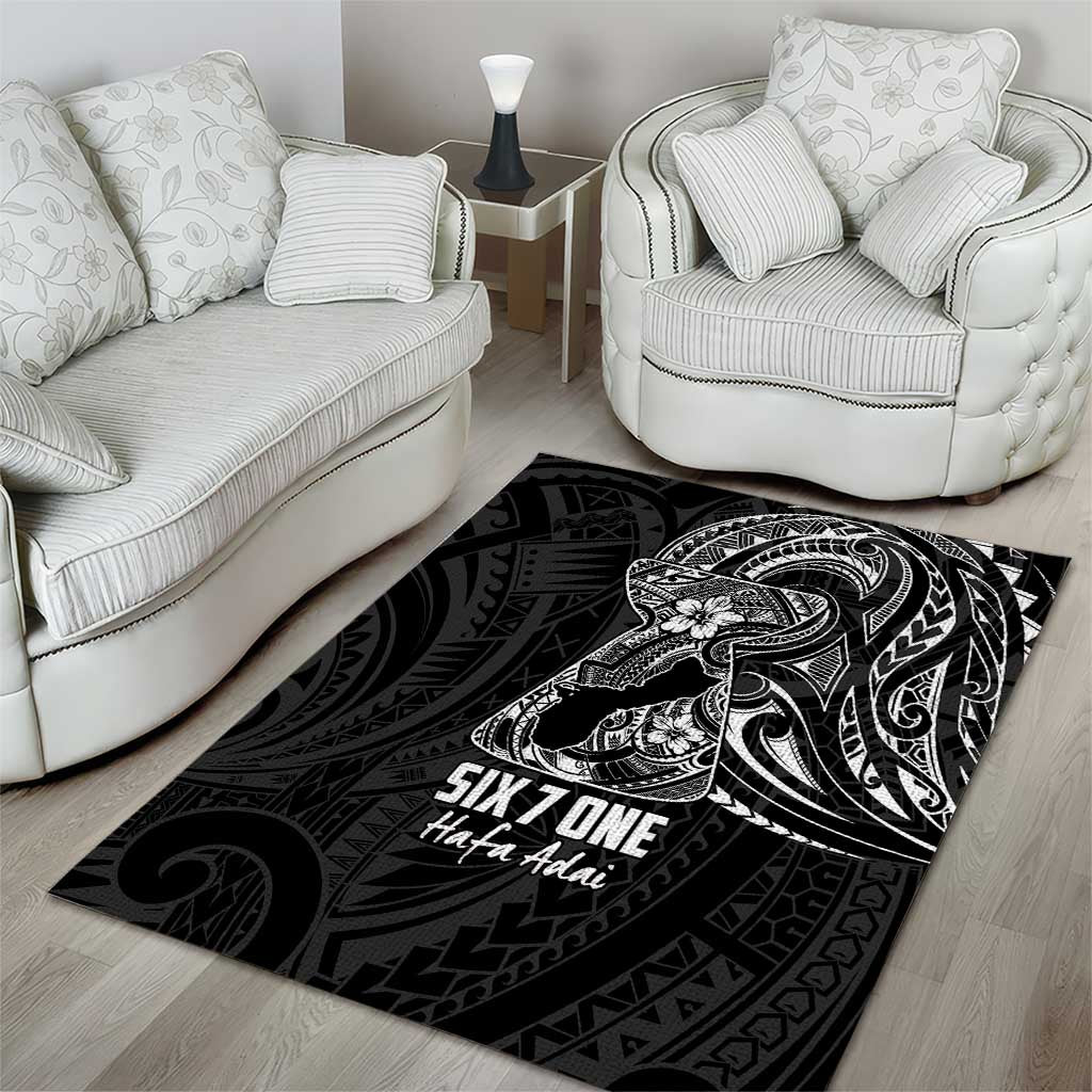 Black Guam Latte Stone Tribal Tattoo Area Rug Hafa Adai Six 7 One LT9 - Polynesian Pride