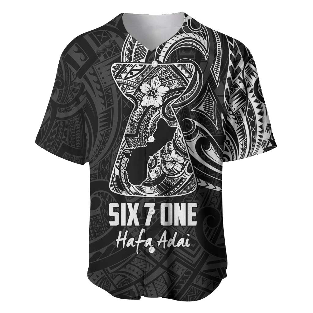 Black Guam Latte Stone Tribal Tattoo Baseball Jersey Hafa Adai Six 7 One LT9 Black - Polynesian Pride