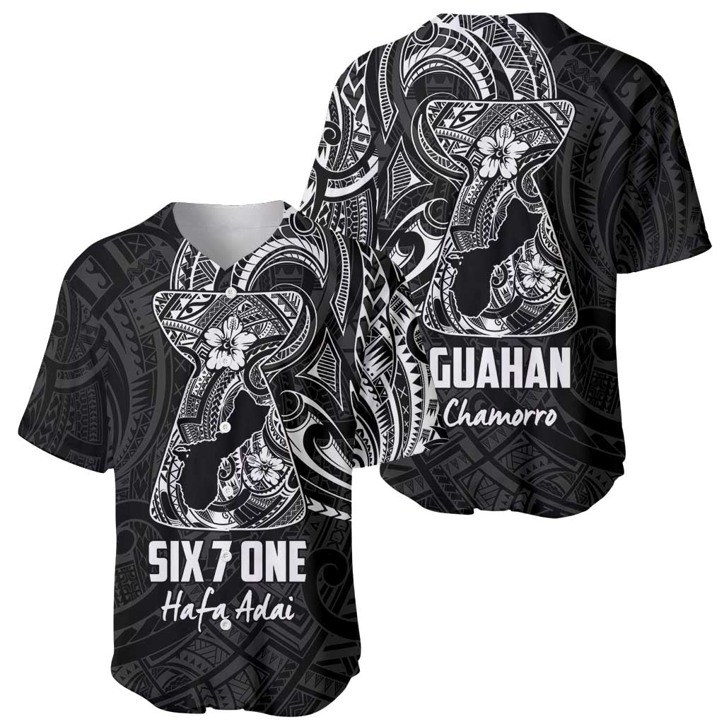 Black Guam Latte Stone Tribal Tattoo Baseball Jersey Hafa Adai Six 7 One LT9 - Polynesian Pride