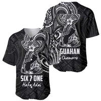 Black Guam Latte Stone Tribal Tattoo Baseball Jersey Hafa Adai Six 7 One LT9 - Polynesian Pride