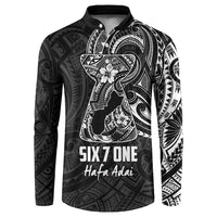 Black Guam Latte Stone Tribal Tattoo Button Sweatshirt Hafa Adai Six 7 One LT9 Black - Polynesian Pride