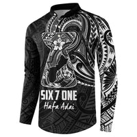 Black Guam Latte Stone Tribal Tattoo Button Sweatshirt Hafa Adai Six 7 One LT9 - Polynesian Pride