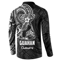 Black Guam Latte Stone Tribal Tattoo Button Sweatshirt Hafa Adai Six 7 One LT9 - Polynesian Pride