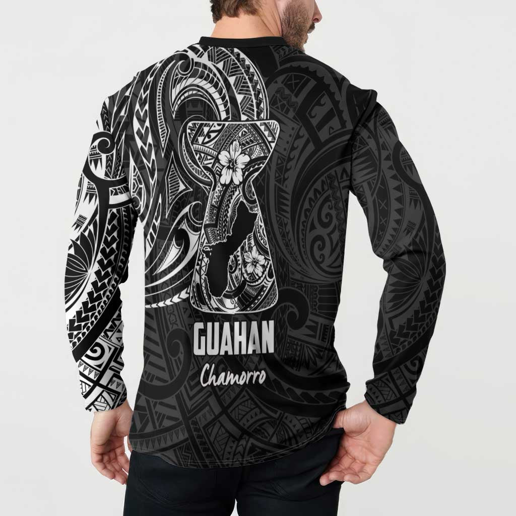 Black Guam Latte Stone Tribal Tattoo Button Sweatshirt Hafa Adai Six 7 One LT9 - Polynesian Pride