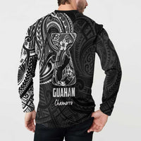 Black Guam Latte Stone Tribal Tattoo Button Sweatshirt Hafa Adai Six 7 One LT9 - Polynesian Pride