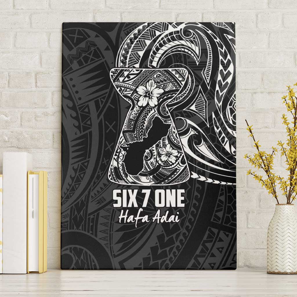 Black Guam Latte Stone Tribal Tattoo Canvas Wall Art Hafa Adai Six 7 One LT9 Without Frame Black - Polynesian Pride