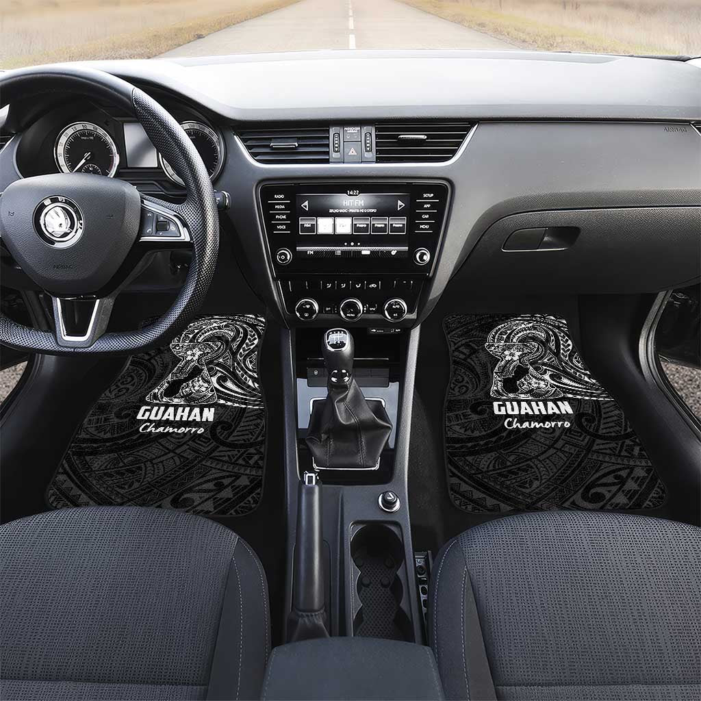Black Guam Latte Stone Tribal Tattoo Car Mats Hafa Adai Six 7 One LT9 Set 2pcs - Front Black - Polynesian Pride