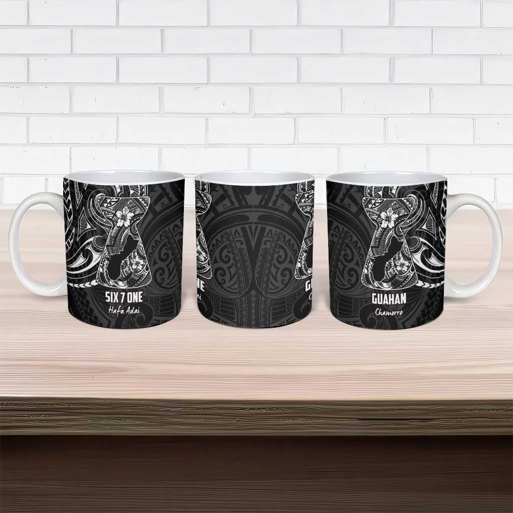 Black Guam Latte Stone Tribal Tattoo Ceramic Mug Hafa Adai Six 7 One LT9 - Polynesian Pride