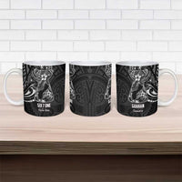 Black Guam Latte Stone Tribal Tattoo Ceramic Mug Hafa Adai Six 7 One LT9 - Polynesian Pride