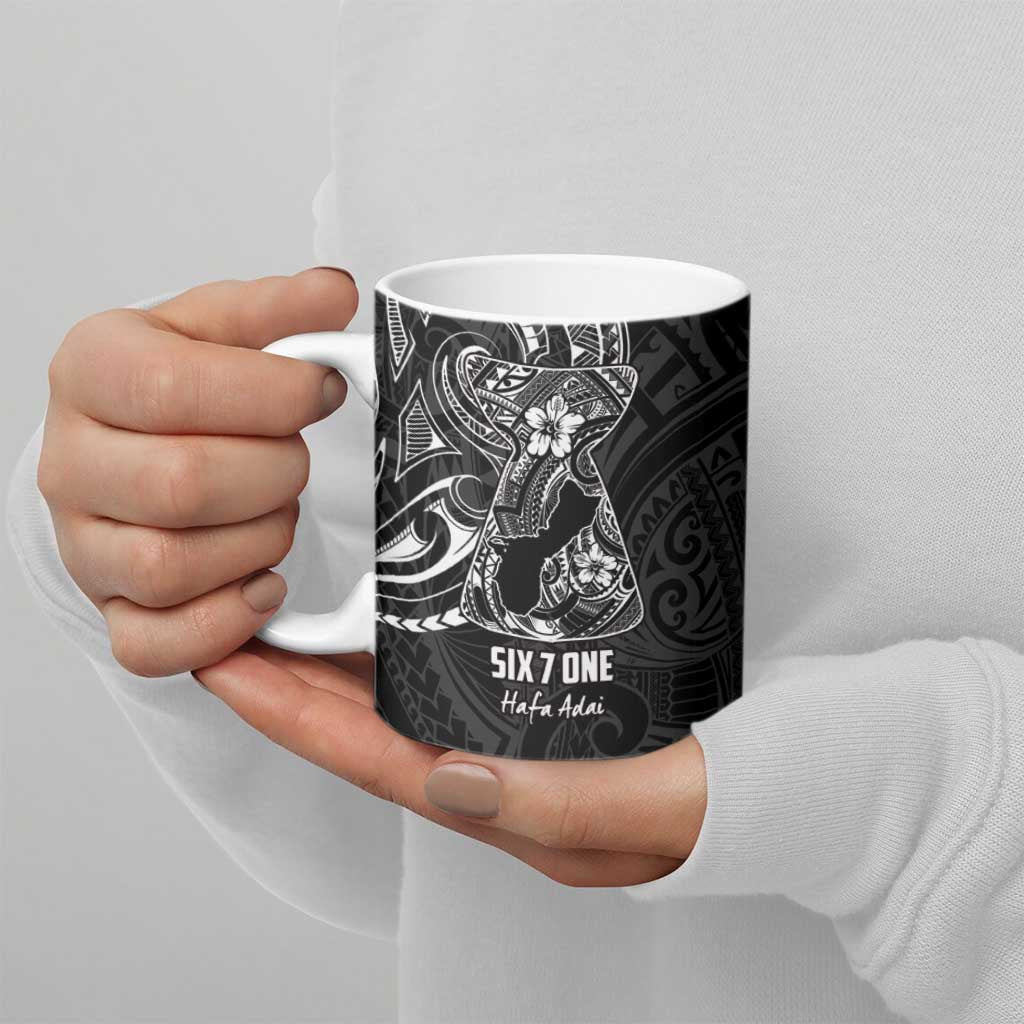 Black Guam Latte Stone Tribal Tattoo Ceramic Mug Hafa Adai Six 7 One LT9 - Polynesian Pride