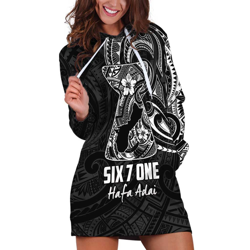 Black Guam Latte Stone Tribal Tattoo Hoodie Dress Hafa Adai Six 7 One