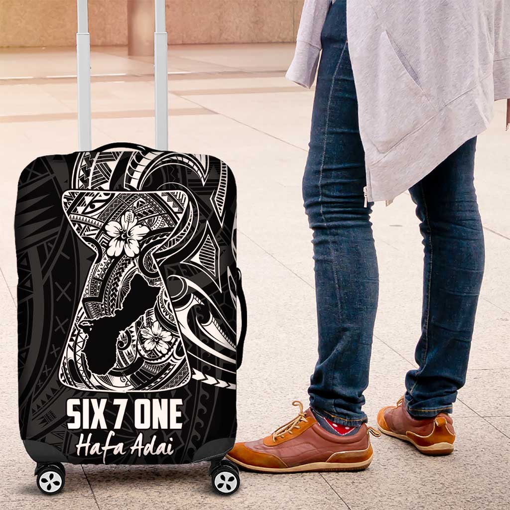 Black Guam Latte Stone Tribal Tattoo Luggage Cover Hafa Adai Six 7 One LT9 Black - Polynesian Pride
