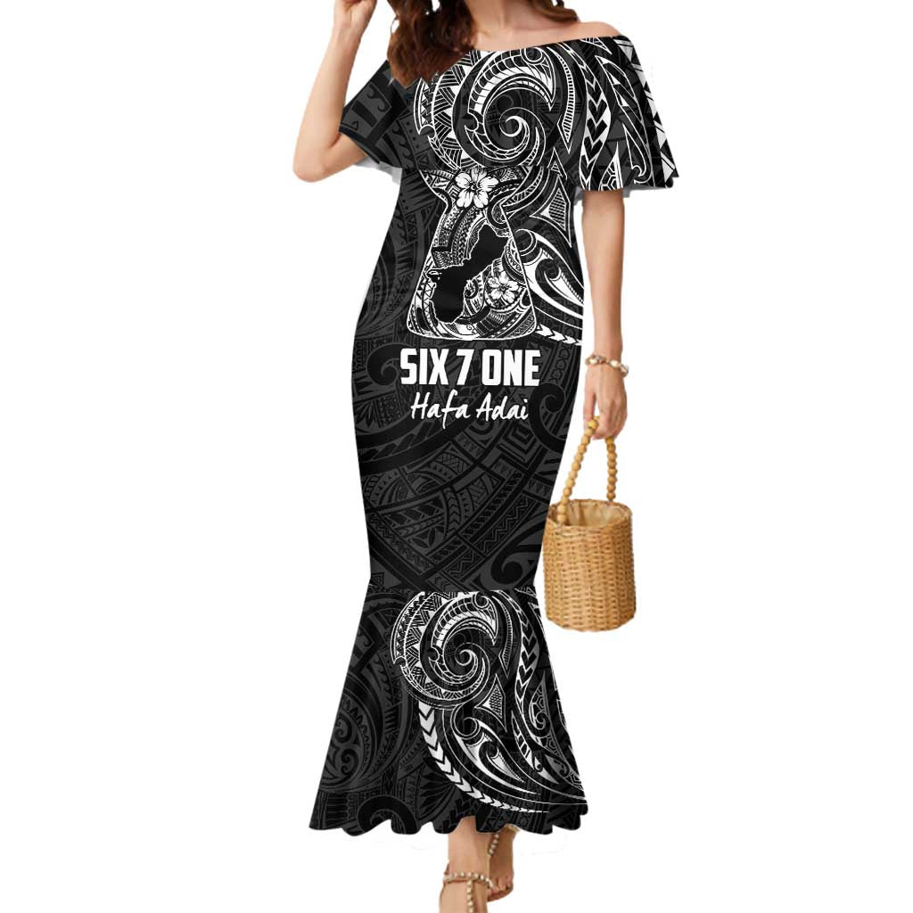 Black Guam Latte Stone Tribal Tattoo Mermaid Dress Hafa Adai Six 7 One LT9 Women Black - Polynesian Pride