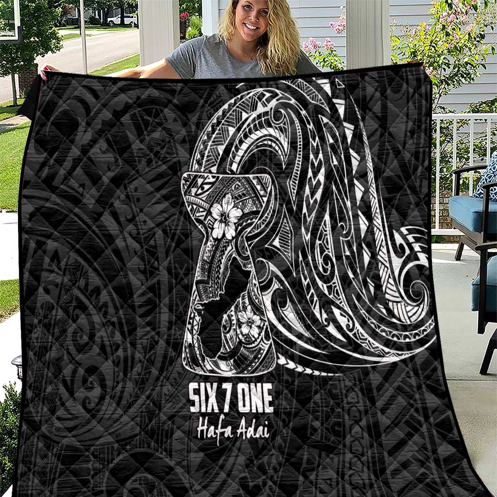 Black Guam Latte Stone Tribal Tattoo Quilt Hafa Adai Six 7 One LT9 Black - Polynesian Pride