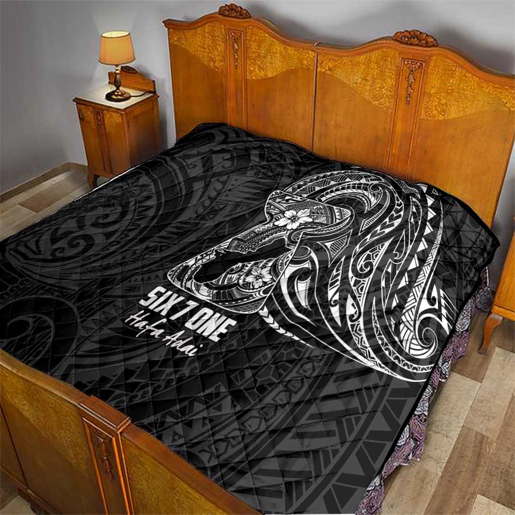 Black Guam Latte Stone Tribal Tattoo Quilt Hafa Adai Six 7 One LT9 - Polynesian Pride