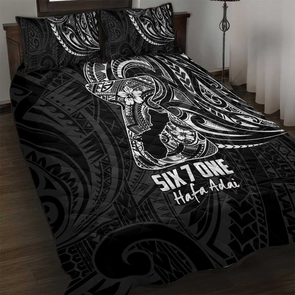 Black Guam Latte Stone Tribal Tattoo Quilt Bed Set Hafa Adai Six 7 One