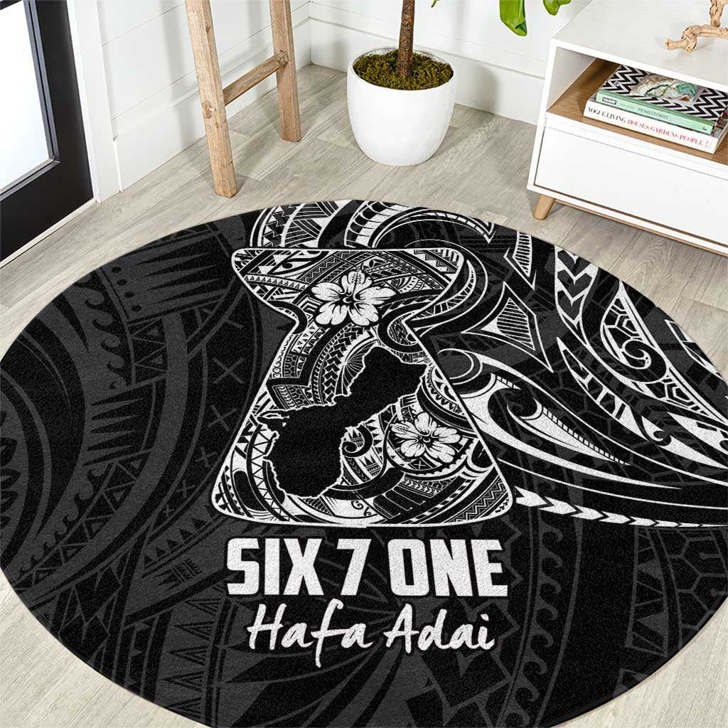 Black Guam Latte Stone Tribal Tattoo Round Carpet Hafa Adai Six 7 One LT9 Black - Polynesian Pride