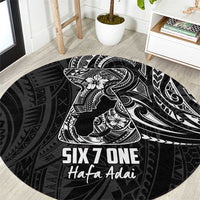 Black Guam Latte Stone Tribal Tattoo Round Carpet Hafa Adai Six 7 One LT9 Black - Polynesian Pride