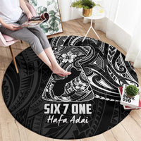 Black Guam Latte Stone Tribal Tattoo Round Carpet Hafa Adai Six 7 One LT9 - Polynesian Pride