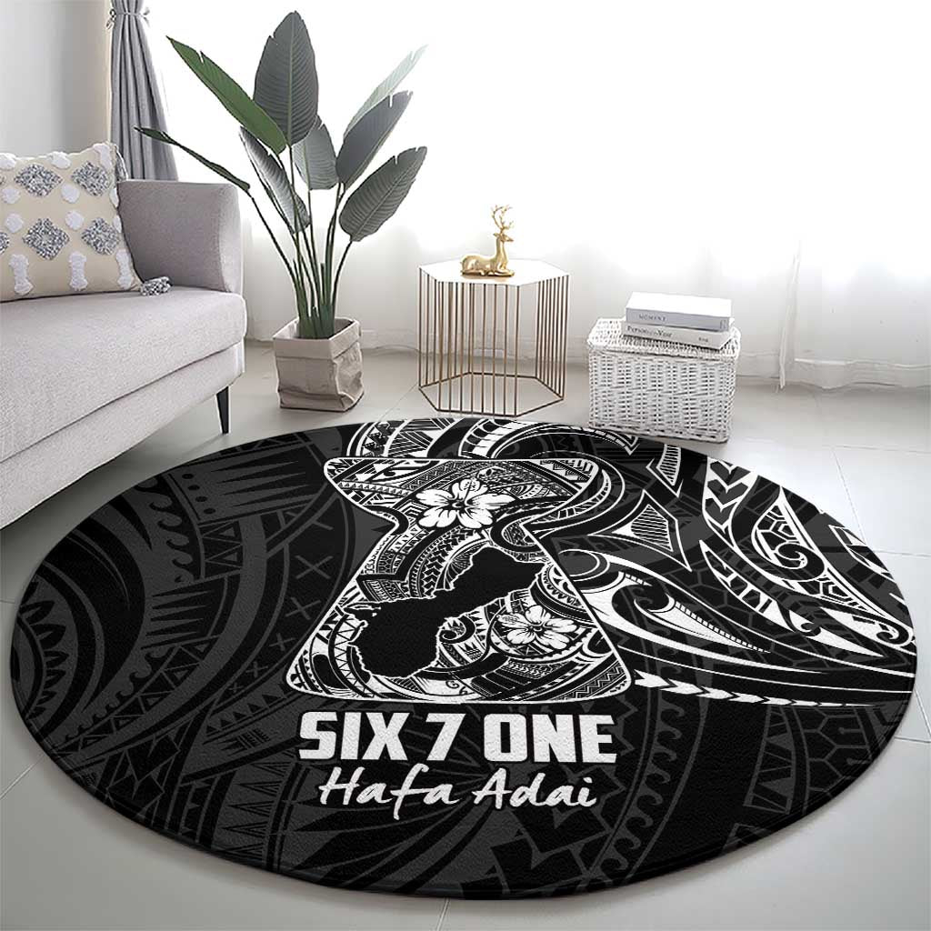 Black Guam Latte Stone Tribal Tattoo Round Carpet Hafa Adai Six 7 One LT9 - Polynesian Pride
