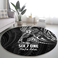 Black Guam Latte Stone Tribal Tattoo Round Carpet Hafa Adai Six 7 One LT9 - Polynesian Pride