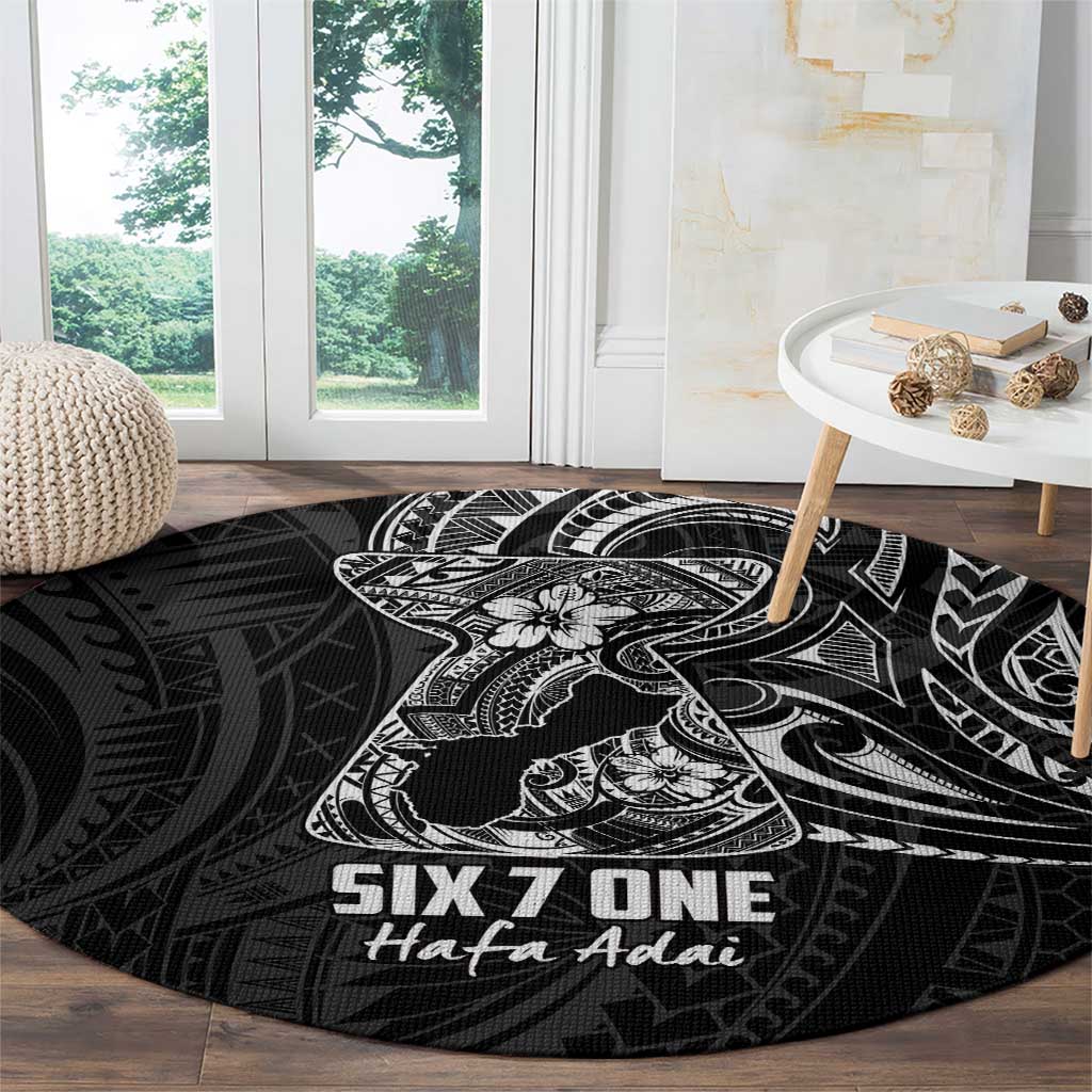 Black Guam Latte Stone Tribal Tattoo Round Carpet Hafa Adai Six 7 One LT9 - Polynesian Pride