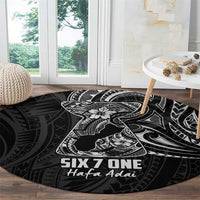 Black Guam Latte Stone Tribal Tattoo Round Carpet Hafa Adai Six 7 One LT9 - Polynesian Pride