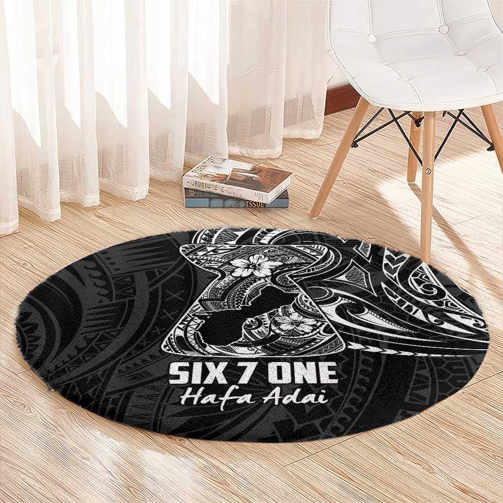 Black Guam Latte Stone Tribal Tattoo Round Carpet Hafa Adai Six 7 One LT9 - Polynesian Pride