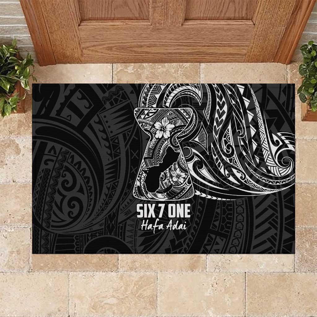 Black Guam Latte Stone Tribal Tattoo Rubber Doormat Hafa Adai Six 7 One LT9 Black - Polynesian Pride