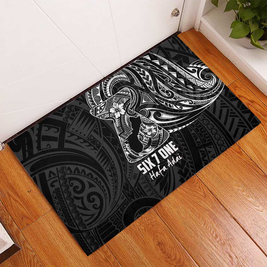 Black Guam Latte Stone Tribal Tattoo Rubber Doormat Hafa Adai Six 7 One LT9 - Polynesian Pride
