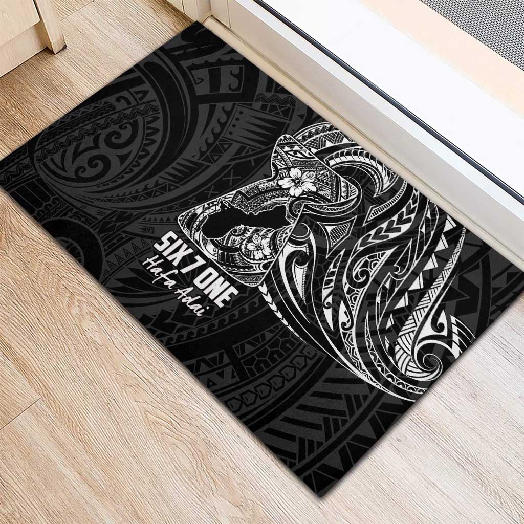 Black Guam Latte Stone Tribal Tattoo Rubber Doormat Hafa Adai Six 7 One LT9 - Polynesian Pride