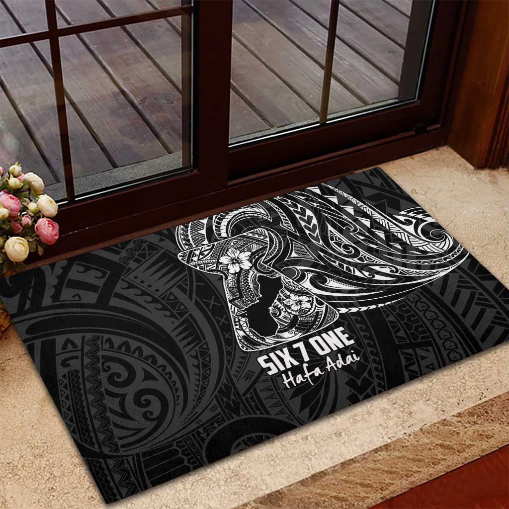 Black Guam Latte Stone Tribal Tattoo Rubber Doormat Hafa Adai Six 7 One LT9 - Polynesian Pride