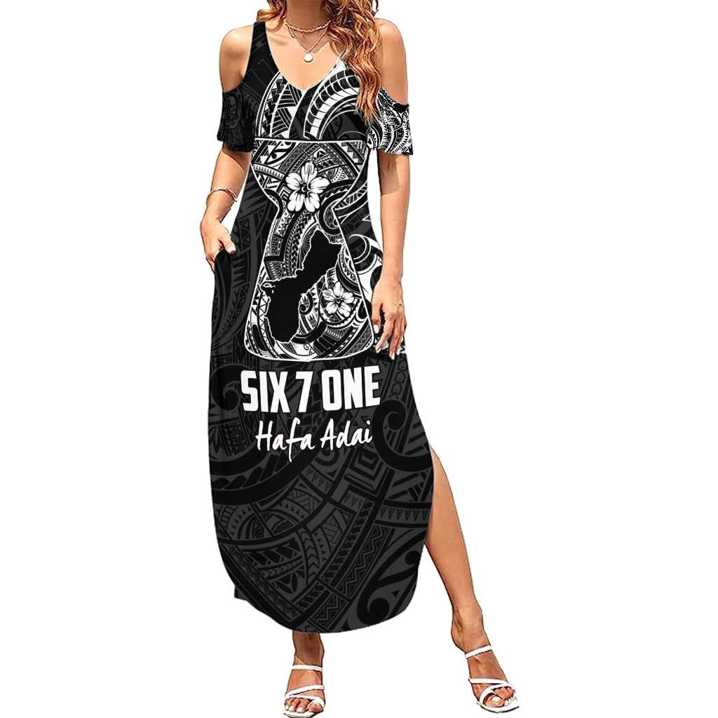Black Guam Latte Stone Tribal Tattoo Summer Maxi Dress Hafa Adai Six 7 One LT9 Women Black - Polynesian Pride