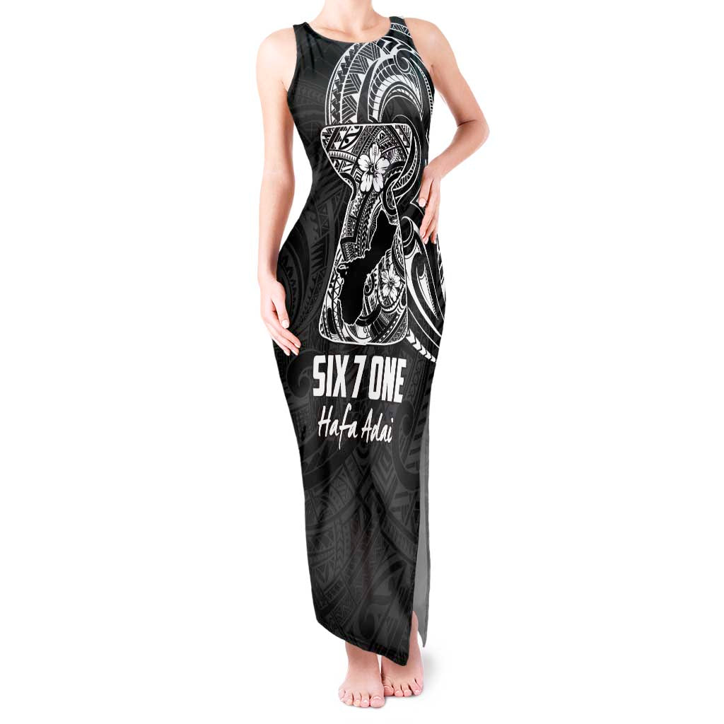 Black Guam Latte Stone Tribal Tattoo Tank Maxi Dress Hafa Adai Six 7 One LT9 Women Black - Polynesian Pride