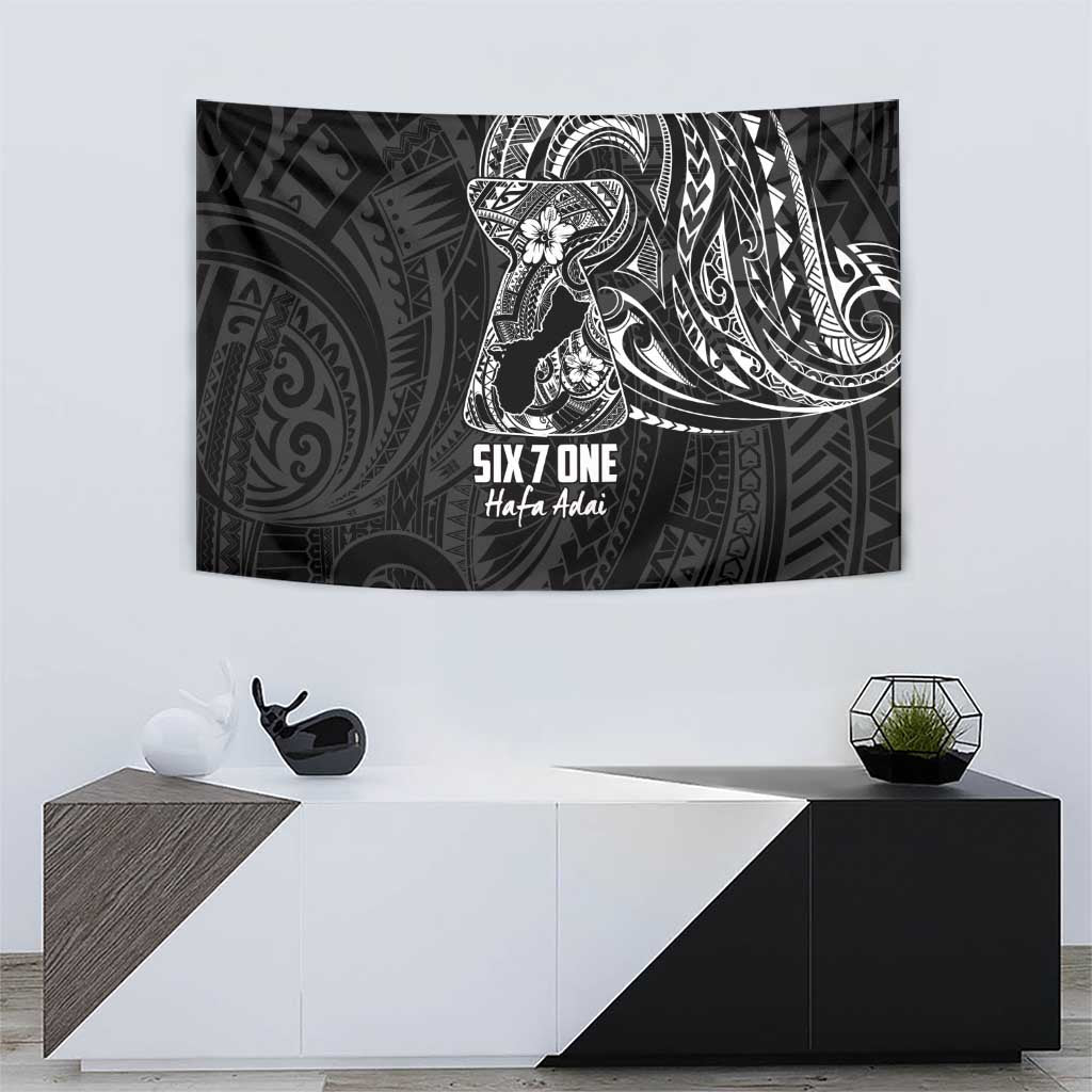 Black Guam Latte Stone Tribal Tattoo Tapestry Hafa Adai Six 7 One LT9 - Polynesian Pride