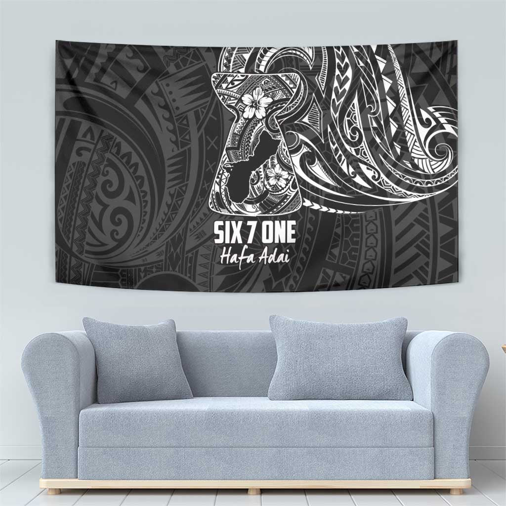 Black Guam Latte Stone Tribal Tattoo Tapestry Hafa Adai Six 7 One LT9 - Polynesian Pride