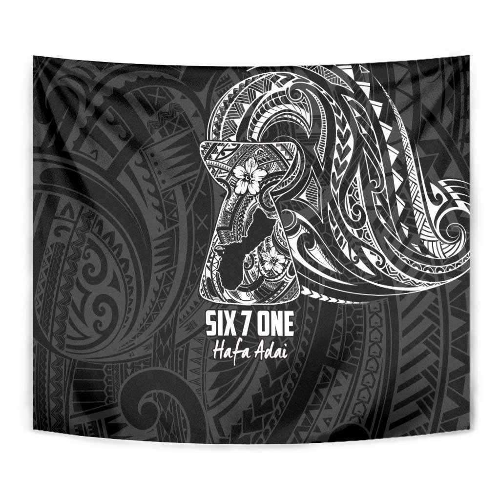 Black Guam Latte Stone Tribal Tattoo Tapestry Hafa Adai Six 7 One LT9 - Polynesian Pride