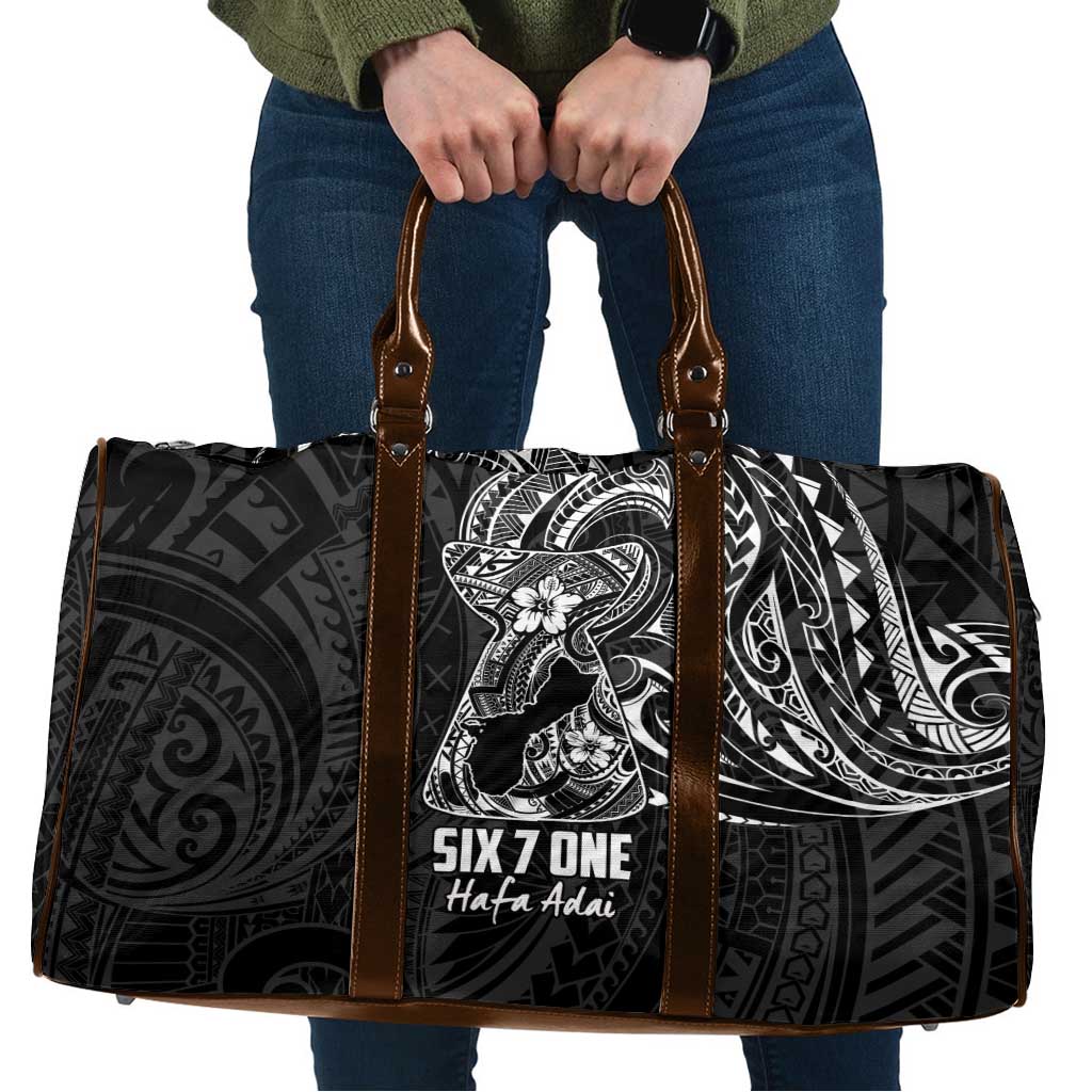 Black Guam Latte Stone Tribal Tattoo Travel Bag Hafa Adai Six 7 One LT9 Black - Polynesian Pride