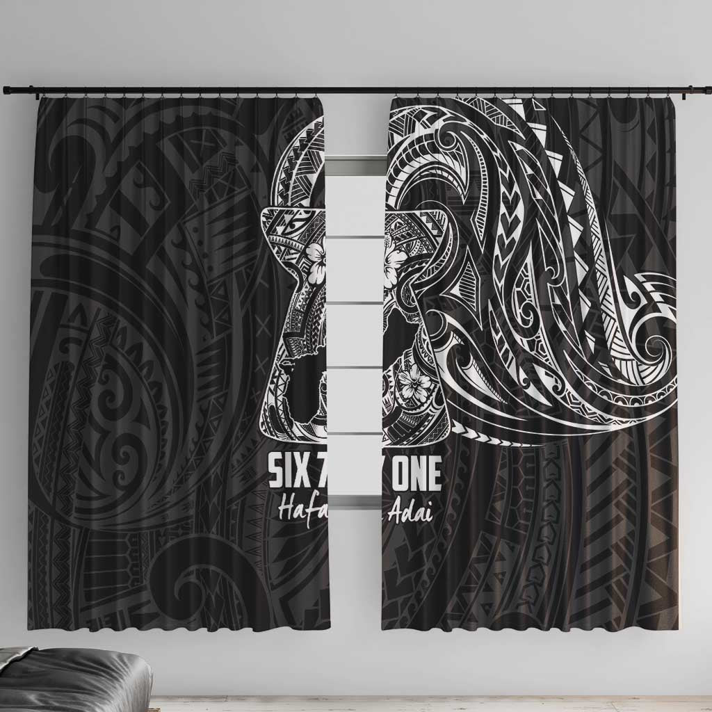 Black Guam Latte Stone Tribal Tattoo Window Curtain Hafa Adai Six 7 One LT9 With Hooks Black - Polynesian Pride