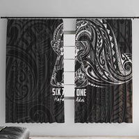 Black Guam Latte Stone Tribal Tattoo Window Curtain Hafa Adai Six 7 One LT9 With Hooks Black - Polynesian Pride
