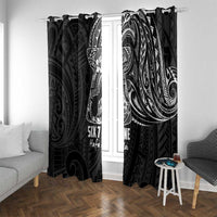 Black Guam Latte Stone Tribal Tattoo Window Curtain Hafa Adai Six 7 One LT9 With Grommets Black - Polynesian Pride