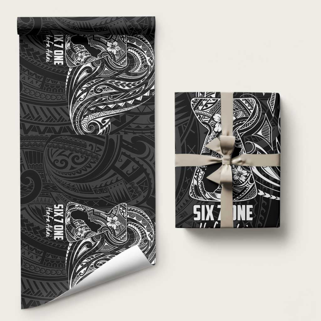 Black Guam Latte Stone Tribal Tattoo Wrapping Paper Hafa Adai Six 7 One LT9 58" × 23" Black - Polynesian Pride