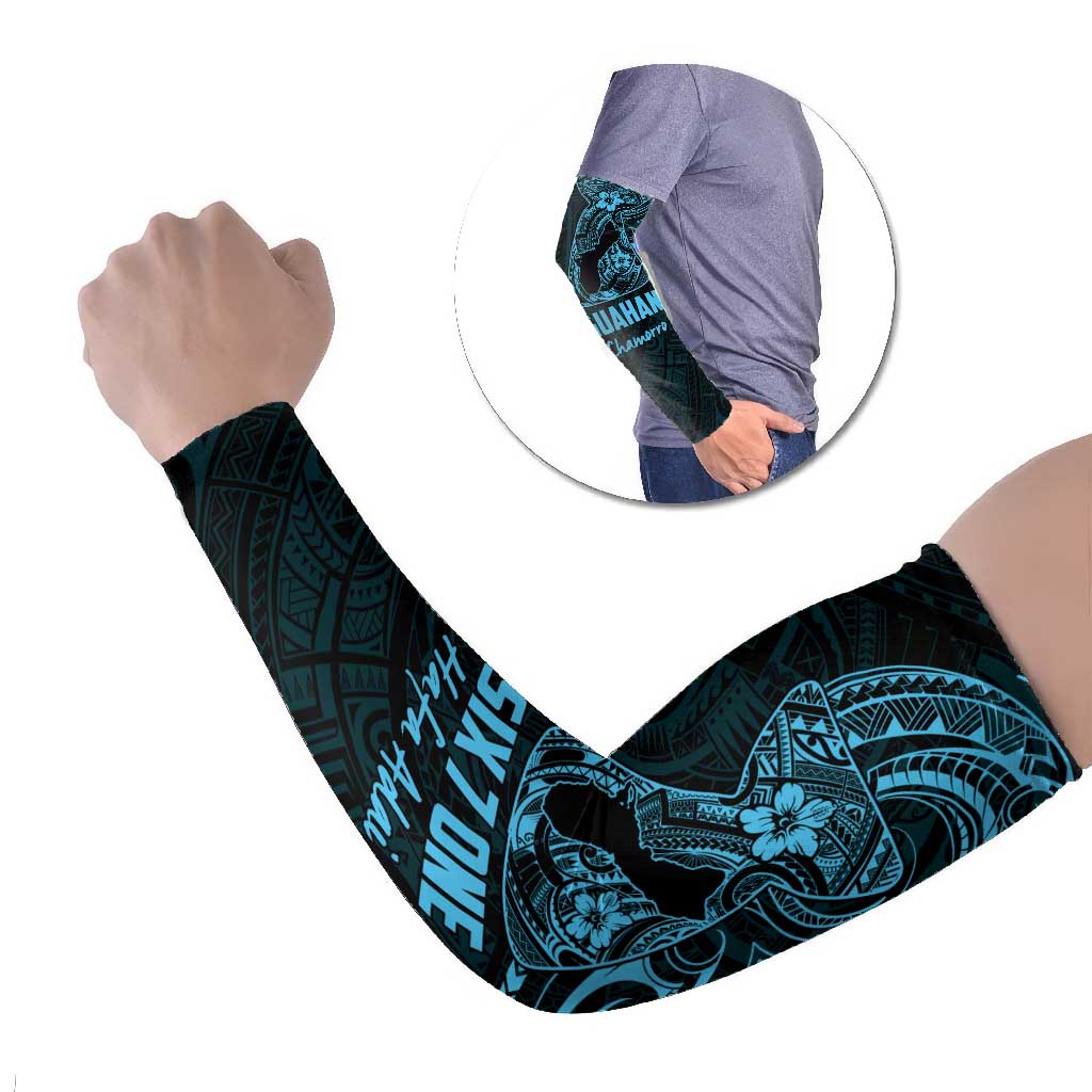 Blue Guam Latte Stone Tribal Tattoo Arm Sleeves Hafa Adai Six 7 One LT9 Set of 2 Blue - Polynesian Pride