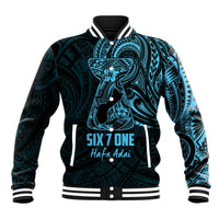 Blue Guam Latte Stone Tribal Tattoo Baseball Jacket Hafa Adai Six 7 One LT9 Unisex Blue - Polynesian Pride