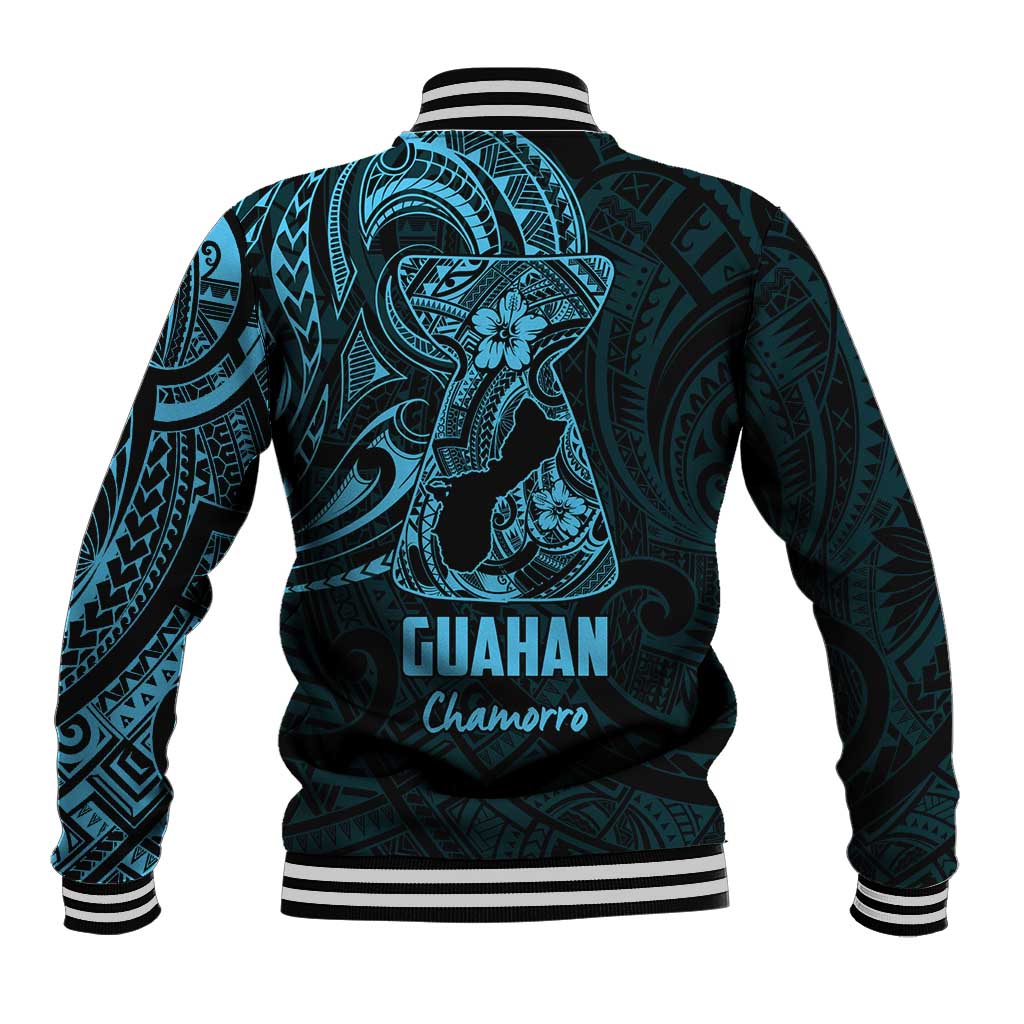 Blue Guam Latte Stone Tribal Tattoo Baseball Jacket Hafa Adai Six 7 One LT9 - Polynesian Pride